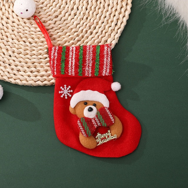 Christmas decorations red cartoon three-dimensional socks old man snowman bear holiday party children's toys