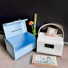 YICKYUE  -  Portable Password Piggy Bank Desktop Mini Change Storage Metal Code Box Boys and Girls Creative Birthday Gift Storage Supplies