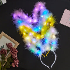 Halloween luminous hair hoop 4.5inch feather rabbit ears headband concert night toys and Children gifts