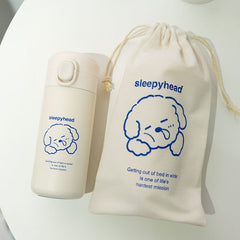 Homemade Thermos Cup Female Small Cute Bear Cup Korean Style Simple Girl Student with Bag Convenient Personality Trend Cup