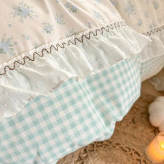 YICKYUE  -  Korean lace bedding set 3pcs Floral Duvet Cover Set Pillowcasesno flat sheet Twin Single Queen Size Girls Bedding Linen