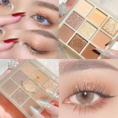 Yickyue Matte Shimmer Eyeshadow 9 Colors Korean Style Pearle Glitter Pigment Eye Shadow Makeup Palette Lasting Fashionable Girl Cosmetic