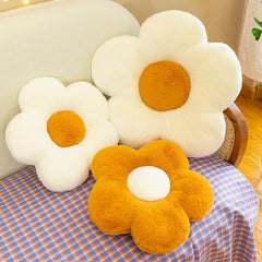 Yickyue Sunflower Rabbit Fur Flower Cushion Office Sofa Chair Student Cushion Petal Futon Pillow Cushion Home Decoration