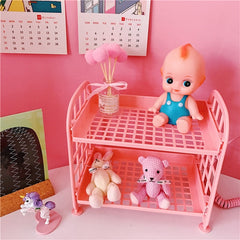 W&G New Ins Cosmetics Jewelry Double-layer Folding Storage Rack Simple Home Desktop Bathroom Rack Storage Rack