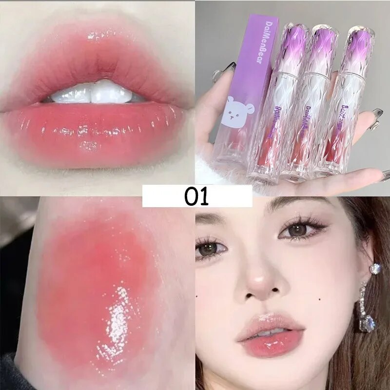 Yickyue Purple Water Gloss Lip Glaze Watery Moisturizing Lipstick Non-stick Cup Paste Lip Tint Ice Rose Liquid Lipstick Lips Makeup