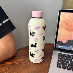 YICKYUE  -  Kawaii Stainless Steel Thermos Bottle 500ml Cute Cat Coffee Tea Thermos Cup Leak-Proof Girl Insulated Water Bottle With Handle