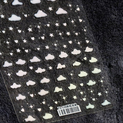 1 Sheet Cute White Cloud 3D Nail Art Water Transfer Stickers Star Decals Nail Tips Decals DIY Manicure Art Tattoos