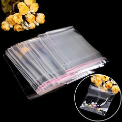 100pcs Transparent Plastic Bags Sealing Transparent Bags Jewelry Candy Packing Pouches Gift Cookie Packaging Self Adhesive Bags