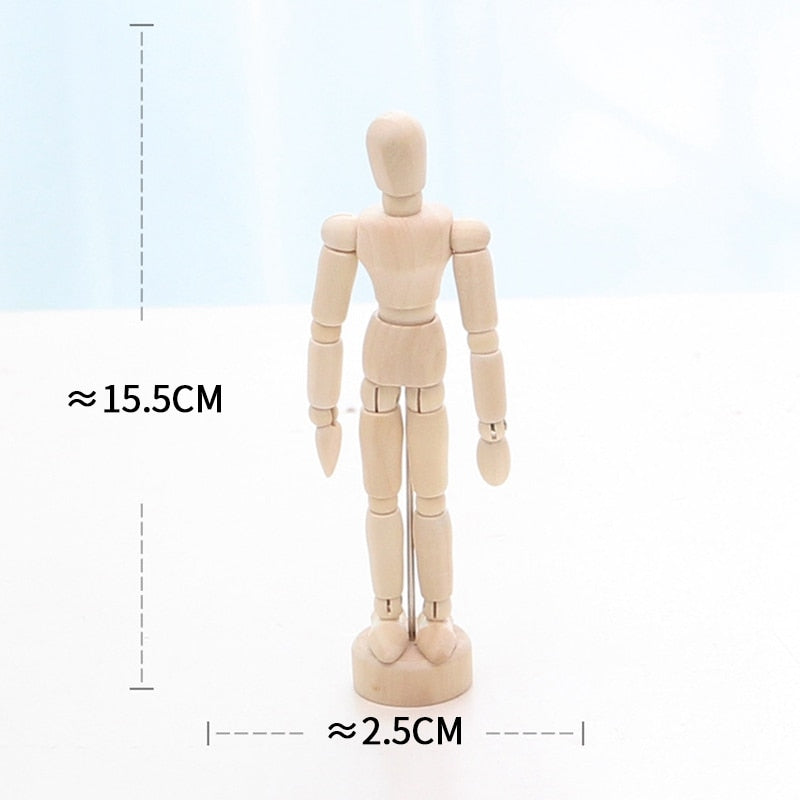 Articulated Human Model Wooden Man Joint Puppet Creative Art Desktop Ornaments DIY Hand Movable Puppet Flower Shelf