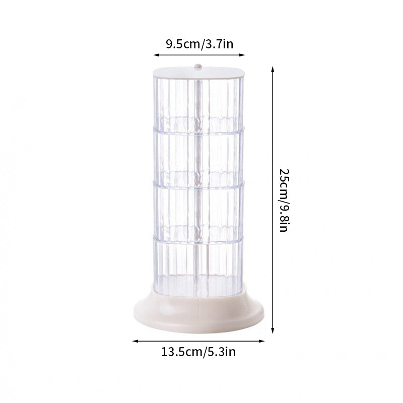 YICKYUE  -  Rotating Storage Box Jewelry Hair Clip Organizer Case Transparent Sundries Storages Boxes Cosmetics Make Up Storage Cases