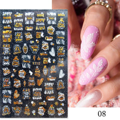3D Christmas Sticker For Nails Cute Cartoon Sliders Snowflake Elk Xmas Tree Decal Gel Polisn Manicures Nail Art Decoration F691