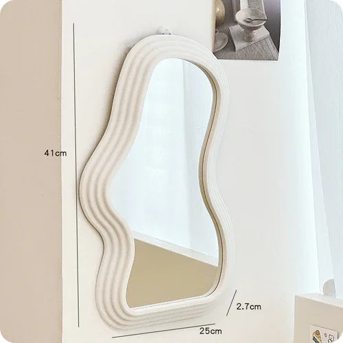 YICKYUE  -  Table Wavy Mirror Makeup Wall Art Aesthetic Small Irregular Luxury Bathroom Garden Mirror Hotel Spiegels Bedroom Decoration