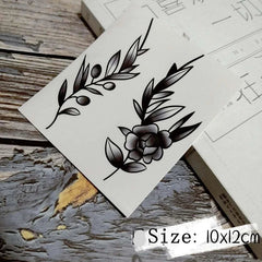 YICKYUE  -  Hot Dark Flower Back Hand Tattoo Stickers for Men and Women Waterproof Hip Hop Punk Personality Cool Art Fake Temporary Tattoos