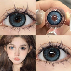 YICKYUE  -  2pcs Korea Color Contact Lenses Brown Nature Lenses Myopia Degree-0.00~ -8.00 Beauty Pupil Makeup Gray Eye Free Shipping