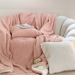 YICKYUE  -  Korean Soft Waxy Puff Velvet Warm Casual Blanket Simple Solid Color Sofa Blanket Skin Friendly Soft Casual Office Shawl Blanket