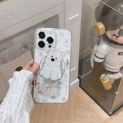 YICKYUE  -  West Highland Puppy Bracket Phone Case For Iphone 13Pro 13 15 Pro Max 15Pro 12 14  Cute Cat Dog Floral Magnetic Shockproof capa