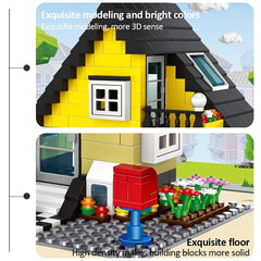 City Architecture Villa Cottage Model Building Blocks Compatible Friends Beach Hut Modular Home House Village Construction Toys
