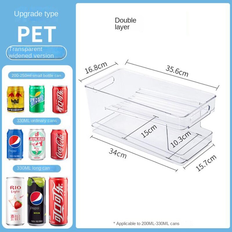 Double Layer Drink Holder Kitchen Accessories Storage Organizer Fridge Organizer Drink Dispenser Automatic Roll Off Drink Box