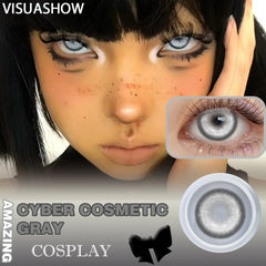 YICKYUE  Cosplay White Colored Contact Lenses 2pcs Crazy Red Contact Lenses Anime Black Eye Lenses Halloween Beauty Makeup Lens