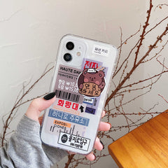 Cartoon label bear soft silicone phone case for iphone 7 xsmax x xr 8 plus 12 mini 11 pro max cute shockproof protective cover
