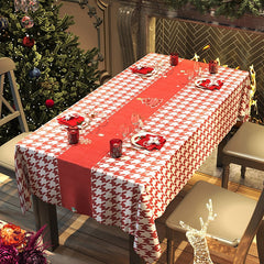Yickyue Christmas Linen Tablecloth for Table Wedding Decoration Anti-stain Red Santa Elk Pattern Rectangular Tablecloths Table Cover