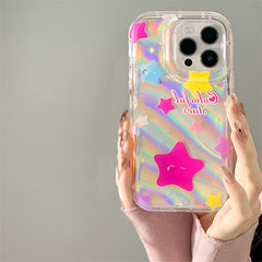YICKYUE  -  Laser Gradient Star Phone Case For iPhone 11 Case iPhone 14 13 12 Pro Max XS XR X 7 8 6 6s Plus SE Shockproof Soft Clear Cover