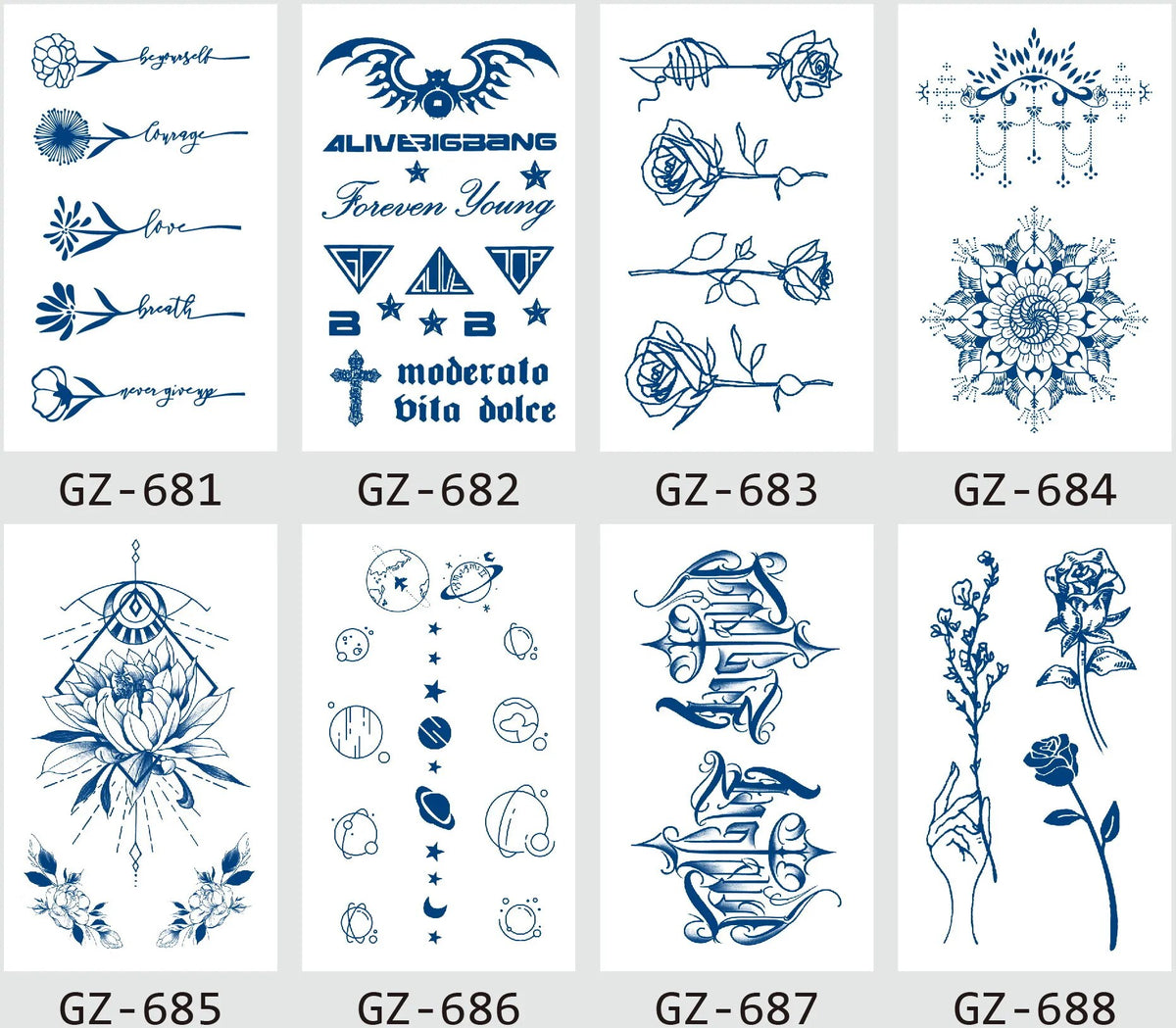 YICKYUE  -  8pc/Lot Juice Tattoo Stickers Sexy Female Moon Heart Pattern Fake Tattoo on Waist Body Art Waterproof Temporary Tattoo Sticker