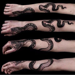 YICKYUE  -  Big Snake Tattoo Flower Arm Waterproof Tatouage Serpent Temporary Tattoo Fake Tattoo Faux Tatouage Black Back Hand Cool Adesivos
