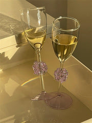 YICKYUE  -  Transparent High Borosilicate Glass Champagne Glasses, Hydrangea Flower Glass, Creative Ins, Korean Style, Ins