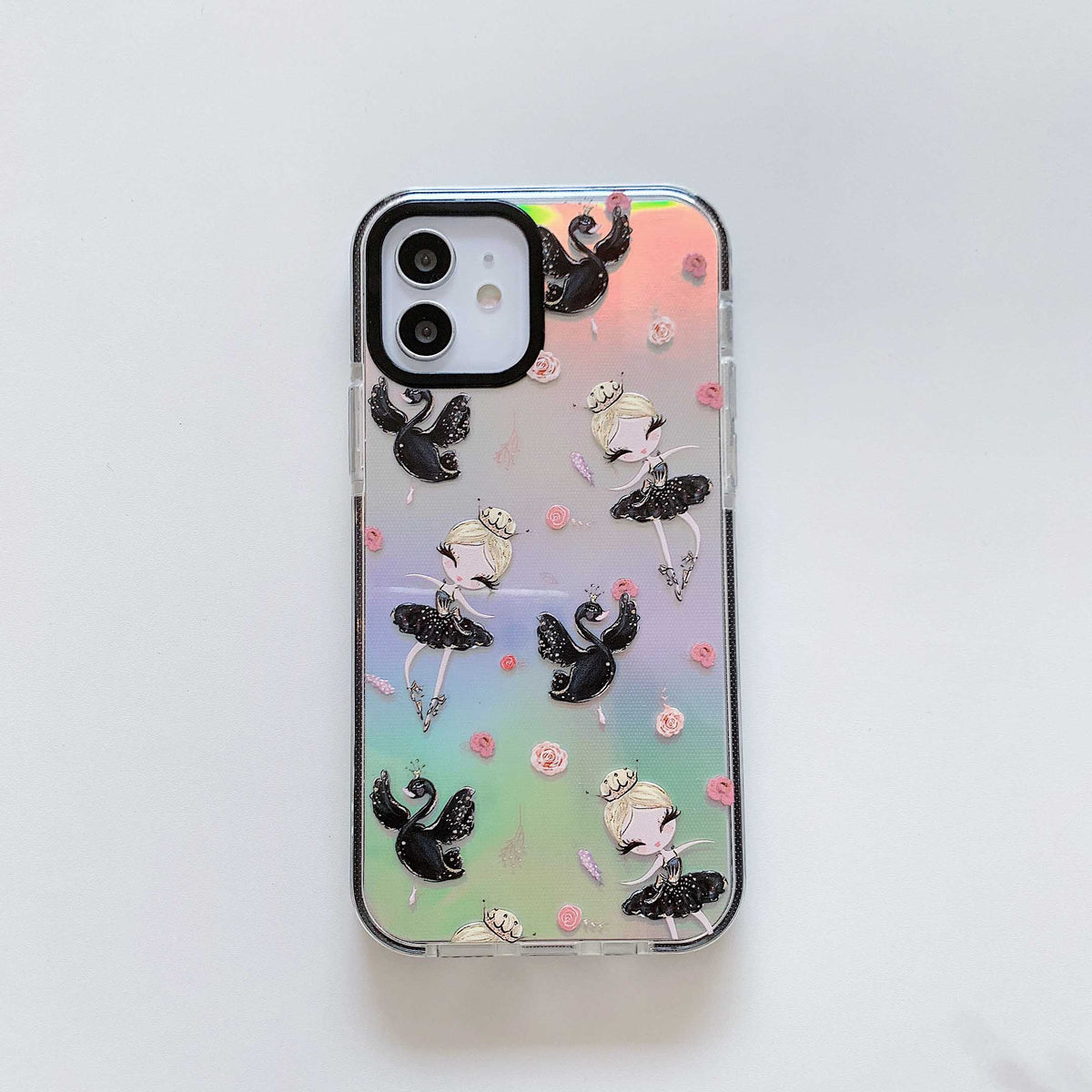 Ballet girl and rose deer cute phone case clear silicone cover For iphone xr xs max x 11 pro max 12 mini high quality capa shell