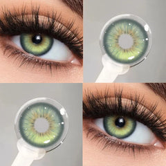 1 Pair Colorful Contact Lenses for Eyes Gold Eye Anime Cosplay Lenses With Prescription Myopia Lenses Green Iris Lens