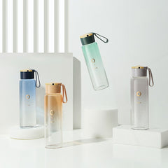 Simple And Fashionable Gradient Large-Capacity Glass  Portable Handle Student Take-Out Sports Water Cup Couple Cups My Bottles