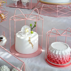 Yickyue Bird Cage Modeling Decorative Props Dessert Rack Pink Iron Art Cupcake Snack Rack Tea Break Pastry Wedding Dessert Display Table