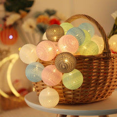 Christmas Decorations Cotton Balls Led String Lights Garlands Fairy Lights Holiday Battery Operated Lights Navidad Wedding Decor