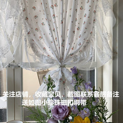 Yickyue Korean floral princess curtains cotton and linen are opaque and people fall to the ground floating ruffled curtains