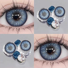 YICKYUE  Prescription Colored Contact Lenses Yearly Myopia Coloured Contacts for Eyes Makeup Natural Blue Lens with Degree 2Pcs
