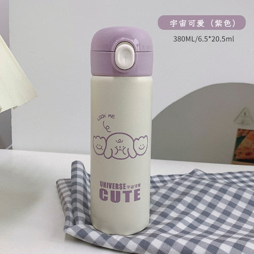 Cute Japanese Cartoon Bomb Buckle Thermos Mug Ladies 304 Stainless Steel Student Water Cup Portable Compact High-value Mug