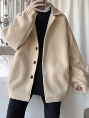 HEARUJOY  -  Long Sleeve Solid Jacket] Men's Solid Jacket, Casual Button Up Lapel Long Sleeve Jacket For Winter Fall