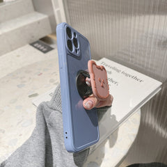 With silicone stand holder cute bear phone case ins cartoon conque capa for iphone xr xs max x 7 8 plus 12 mini 11 pro max cover