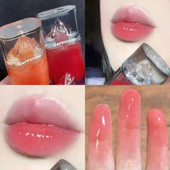 Yickyue Ice Crystal Jelly Moisturizing Lip Gloss Makeup Sexy Lip Oil Mirror Lip Plumper Pure Pink Lip Balm Clear Liquid Lipstick Lip Oil