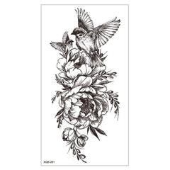 Black Sketch Floral Temporary Tattoo Female Girl Black Rose Skull Flower Tattoo Sticker Half Sleeve Tattoo