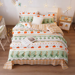 YanYangTian Pure cotton 4-piece set Contracted luxury Bed linen cotton double blanket cute bedding sheet quilt pillowcase