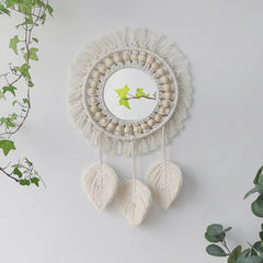 Round Macrame Mirror Decorative Wall Mirrors Boho Home Decor  Wall Hanging  For Living Room Decoration Bedroom Baby Nursery Gift