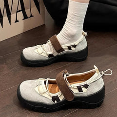 YICKYUE  -  Women's Retro Style Shallow Mouth Casual Mary Jane Autumn New Fashion Versatile Comfortable Thick Soled Sports Single Shoes