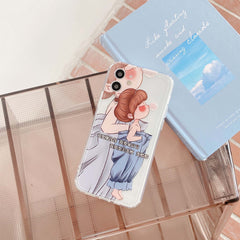 Rich girl woman cute silicone phone case for iphone x xr xs max 7 8 plus 11 12 mini pro max se  cover shell funda