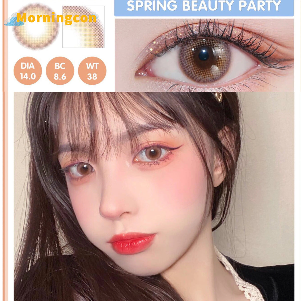 YICKYUE  -  leaf Pink pink Myopia Prescription Soft Colored Contact Lenses For Eyes Small Beauty Pupil Make Up Natural Yearly