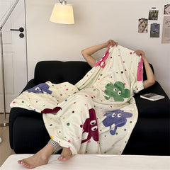 YICKYUE  -  Ins Fresh Double-Sided Milk Velvet Casual Blanket Skin-Friendly Warm Cute Sofa Decorative Cover Blanket Office Shawl Blanket