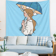 Lovely Girls Hanging Tapestry Ins Nordic Background Wall Decor Anime Tapestry Dormitory Bedroom Wall Bedside Home Decor