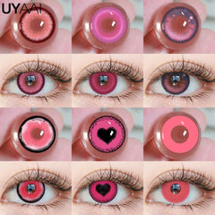 YICKYUE  -  1 Pair Anime Pink Lenses for Eyes Cosplay Lenses for Halloween Nezuko Colorcon y2k Eye Contacts