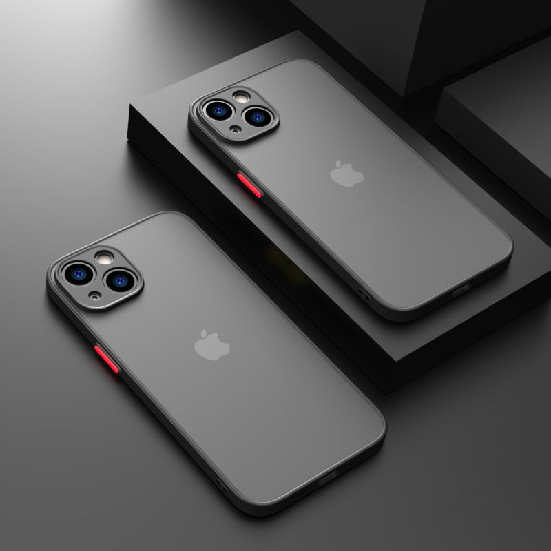 Luxury Matte Armor Shockproof Clear Case For iPhone 13 12 11 Pro Max Mini X Xs XR 7 8 Plus SE 2 2022  Silicone Bumper Hard Cover